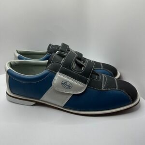 Linds Bowling Shoes Oxford Blue Leather Hook And Loop‎ Leather Rental Mens 16